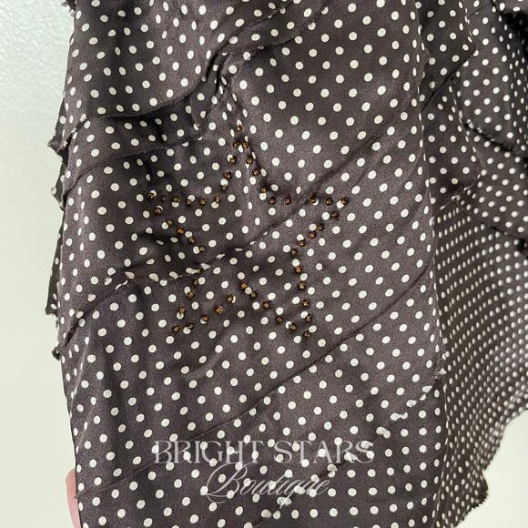 Rare Brown Polka Dot Silk Top Blouse ASO Paige Matthews Charmed Vintage Y2K - Picture 8 of 8